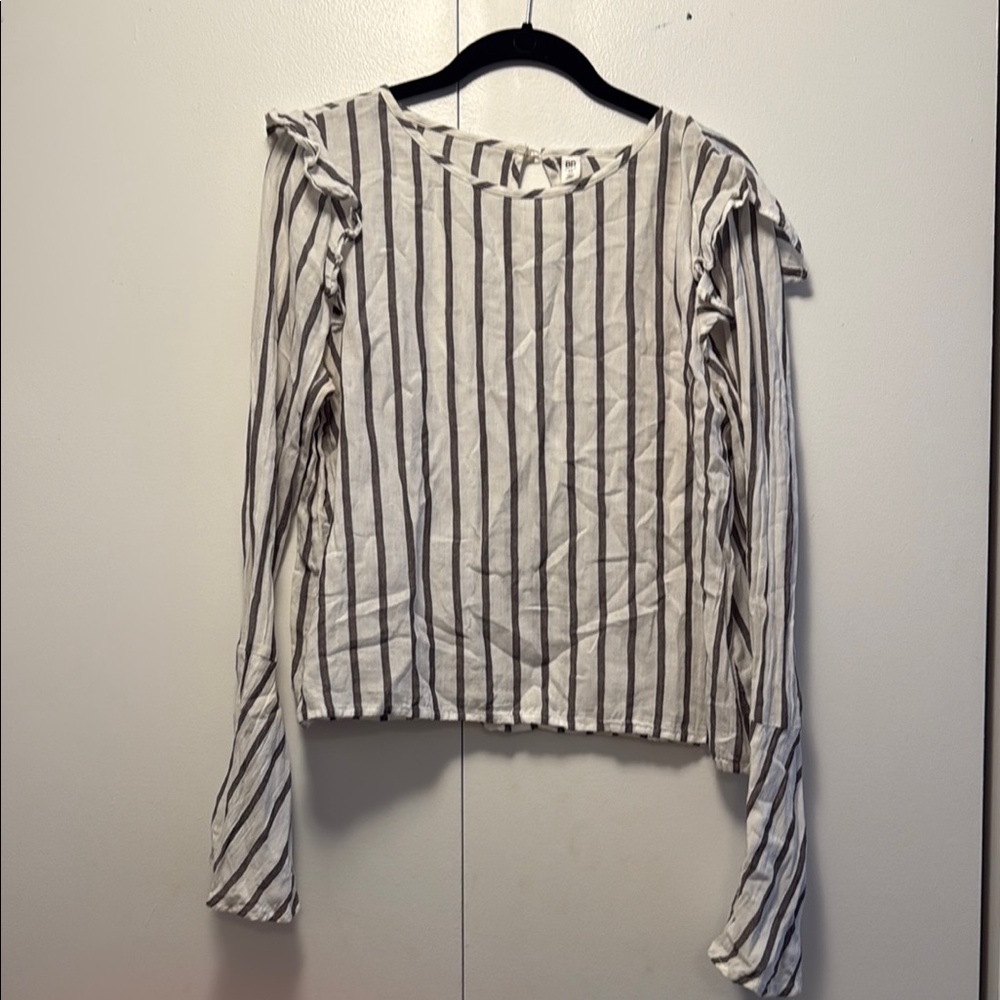 BP Black and White Ruffled Blouse